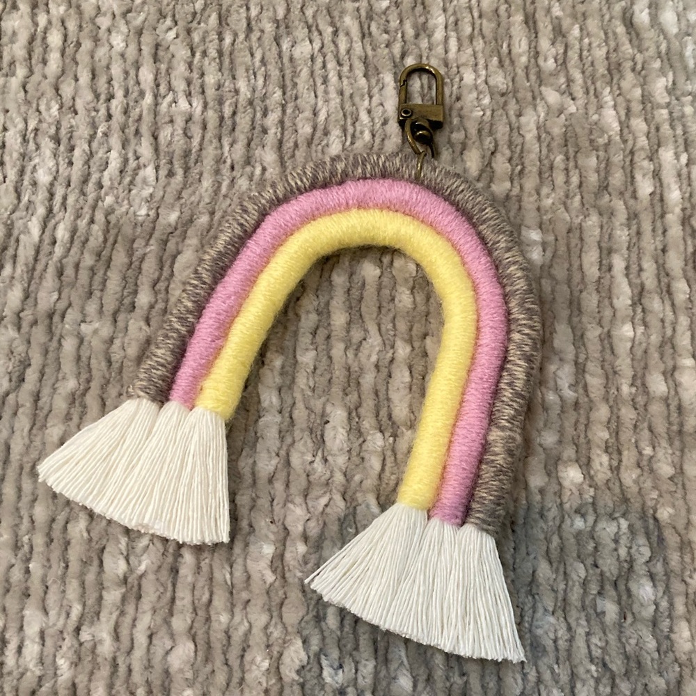 Boho Macrame Rainbow Keychain / Purse Charm/ Tassel